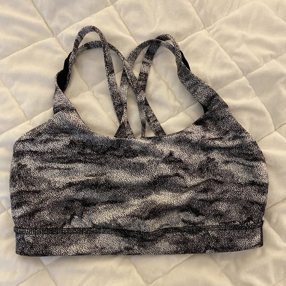 Lululemon Black and White Energy Bra Sz 6